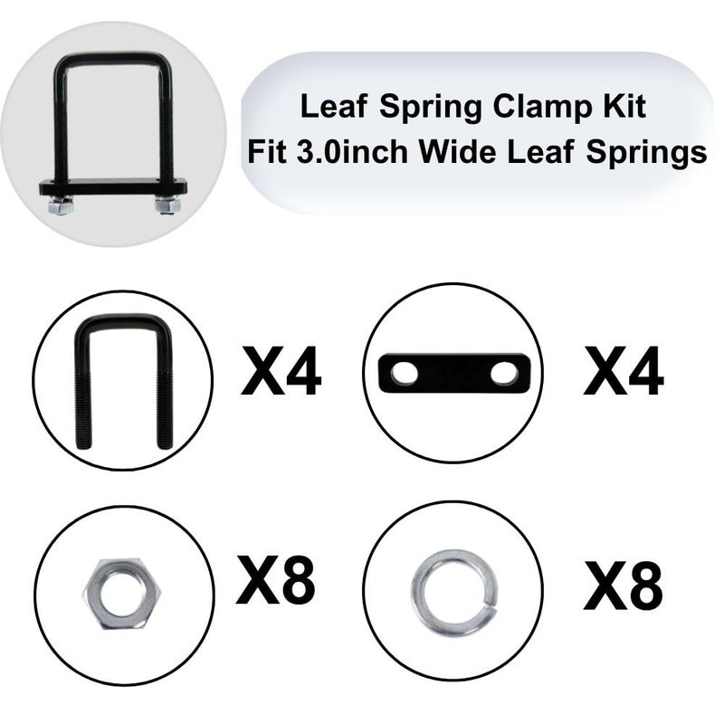 YMDGGDCH 4 Pack Square U-Bolt for Trailer- Fits 3.0 Inch Wide Leaf Springs, Galvanized Steel Clamp Set, Secure Fit for Truck, Boat and Trailers, Black - Image 3